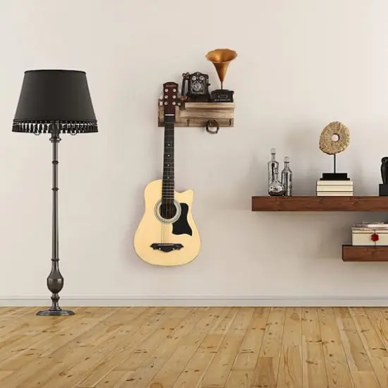 NEX&trade; Wood Guitar Wall Hanger with Shelf & 3 Hooks {6}