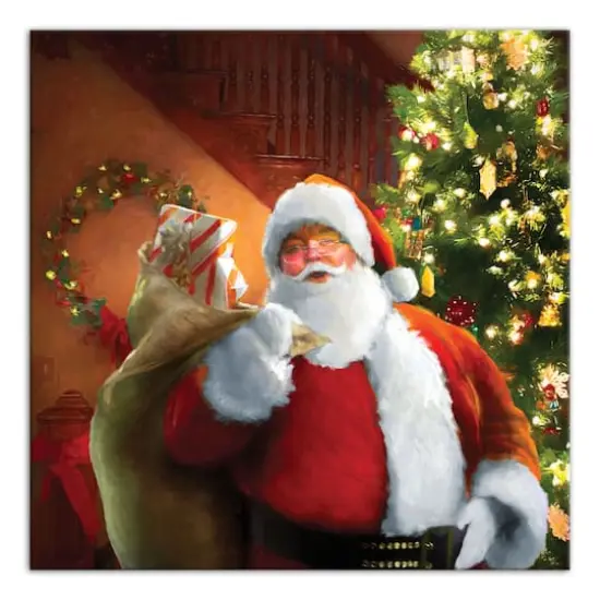 Santa Gets Ready 36x36 Canvas Wall Art {1}