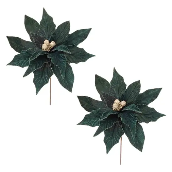 Forest Green Poinsettia Stems, 2ct. {1}