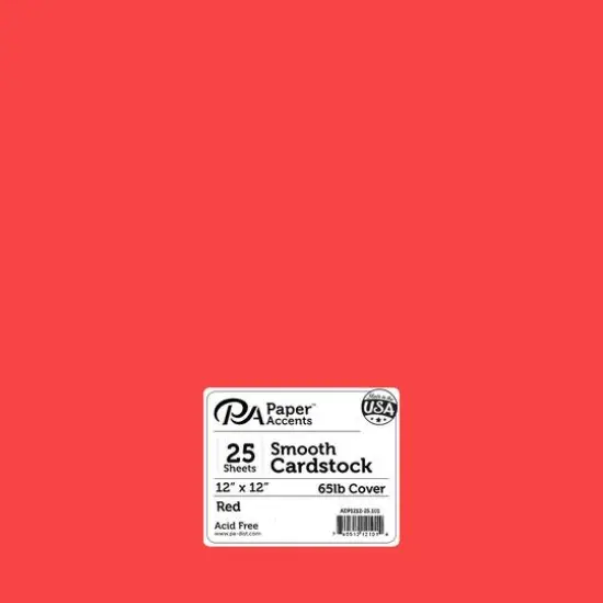 PA Paper&trade; Accents 12" x 12" 65lb. Smooth Cardstock, 25 Sheets Red {1}