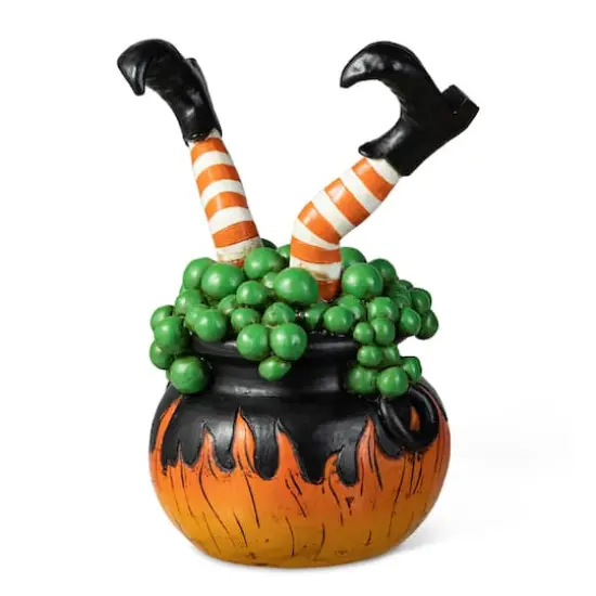 Glitzhome&reg; 8.75" Halloween Witch in Cauldron Table D&eacute;cor {1}