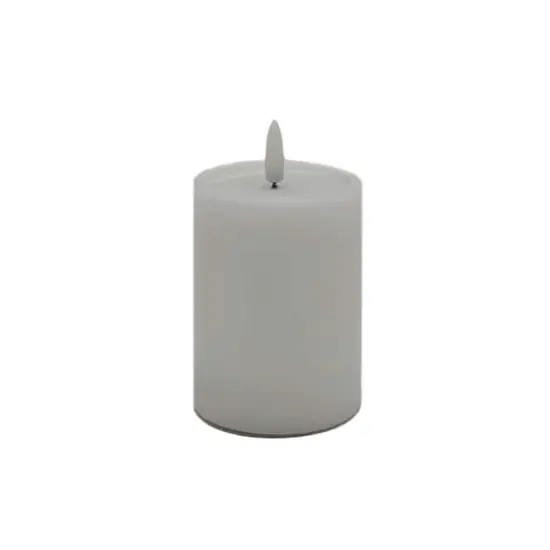 3" x 4" LED Wax Pillar Flickering Candle by Ashland® White {1}