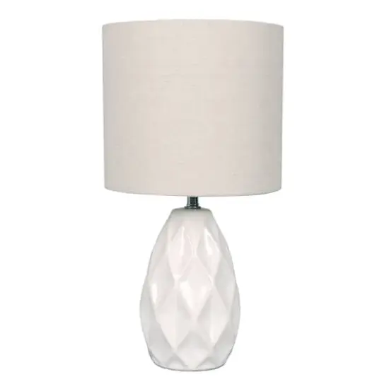 14.5" White Table Lamp with Natural Fabric Shade by Ashland&reg; {1}