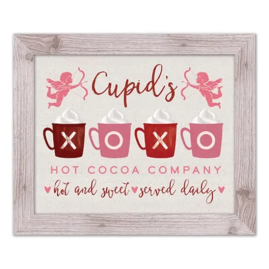 Cupids Hot Cocoa Western White Framed Print {1}