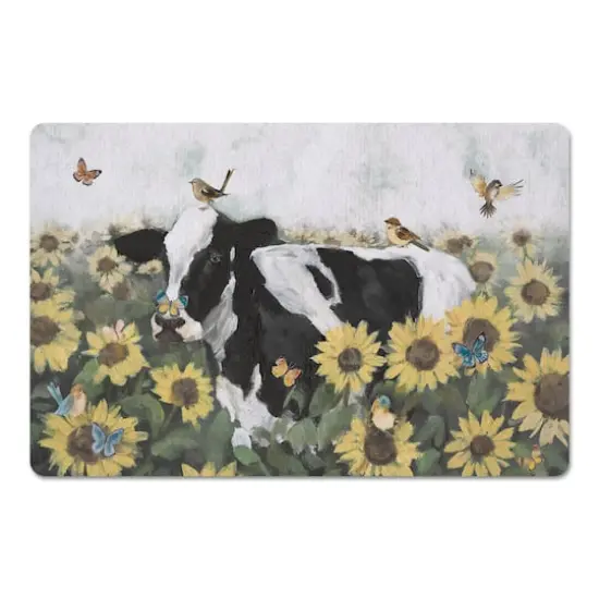 18" x 27" Cow Sunflowers Birds Butterflies Floor Mat {1}