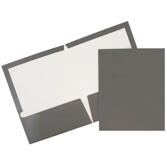 JAM Paper Glossy Laminated Two Pocket Folders, 100ct. Gray {1}