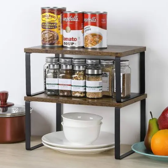 NEX&trade; 12" Rustic Brown & Black 3-Tier Kitchen Cabinet Organizer Set {6}