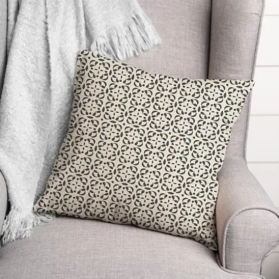 Gray Cream Tile Throw Pillow 18" x 18" {3}
