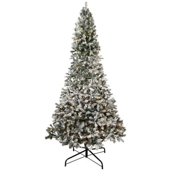 9ft. Pre-Lit Flocked Pine Artificial Christmas Tree, Warm White LED Lights {1}