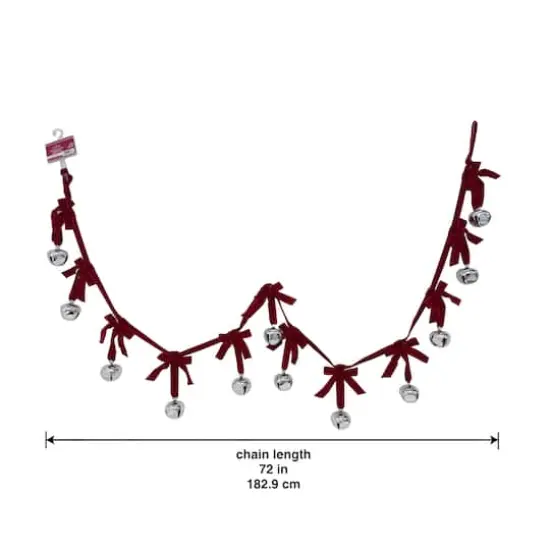 6ft. Red Bow & Silver Bell Garland by Ashland&reg; {4}