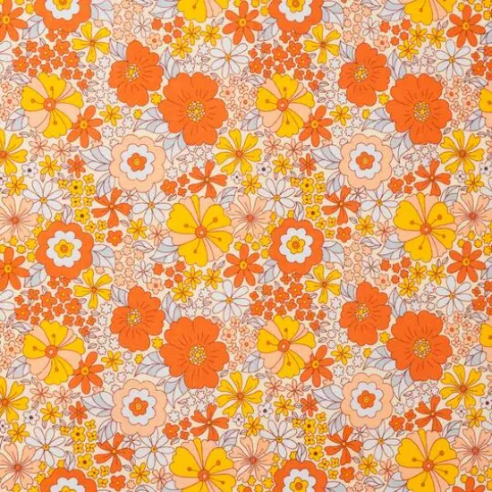 SINGER Retro Floral Cotton Fabric {1}