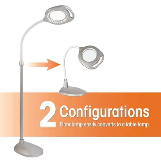 OttLite Silver 2-in-1 LED Magnifier Floor and Table Light {6}