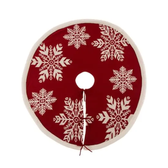 Glitzhome&reg; Red Snowflake Tree Skirt & Stockings Set {5}
