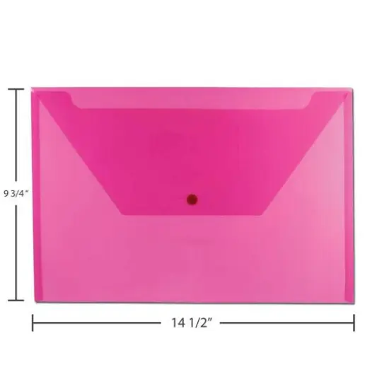 JAM Paper 9.75" x 14.5" Plastic Snap Closure Envelopes, 12ct. Fuchsia {7}