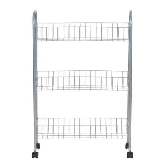 Household Essentials 30" Slim 3-Shelf Storage & Utility Cart Silver {1}