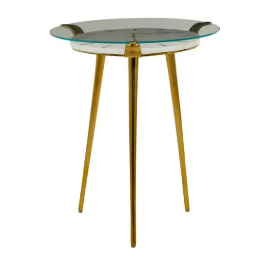 White Aluminum Glam Accent Table, 19" x 20" x 23" {3}