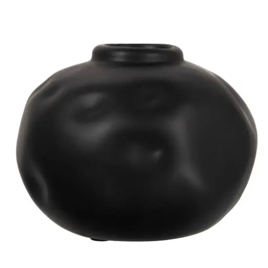 Hello Honey&reg; 5.5" Matte Black Pinched Organic Shape Terracotta Vase {6}
