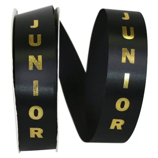 The Ribbon Roll 1.375" x 100yd. Satin Junior Ribbon Black/Gold {1}