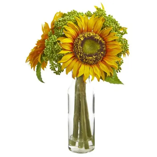 12" Sunflower Arrangement in Vase {1}