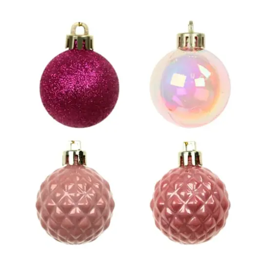 7 Pack 1.5" Pink Shatterproof Ball Ornaments by Ashland® {3}