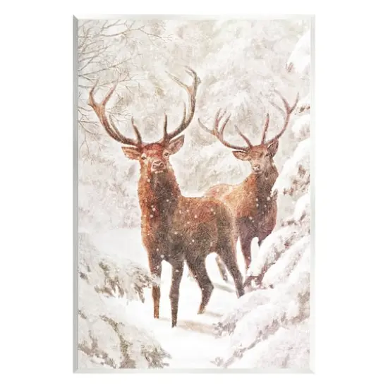 Stupell Industries Elks Snowy Forest Wildlife Wall Plaque Art {1}