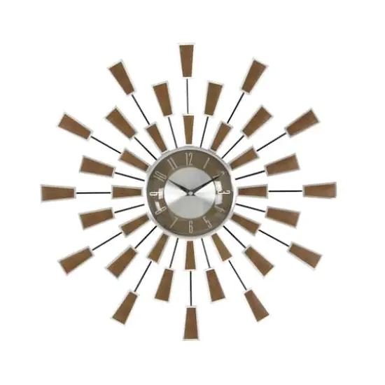 22" Brown Metal Modern Wall Clock {1}