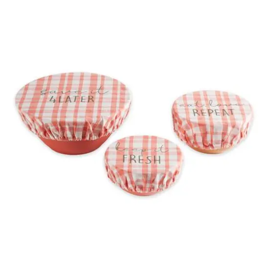 DII&reg; Keep It Fresh Reusable Dish Cover Set Plaid Yellow {2}