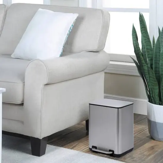 SunnyPoint 1.5gal. Satin Nickel Trash Can with Plastic Inner Bucket {3}