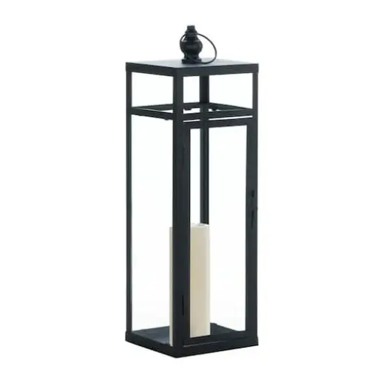 22.5" Black Dramatic Geometry Lantern {3}