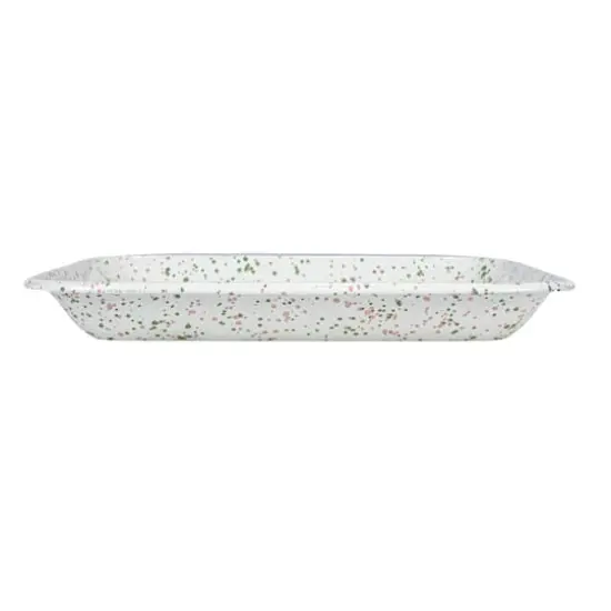 Hello Honey® 10.5" Mint & Pink Splatter Enameled Metal Platter {7}