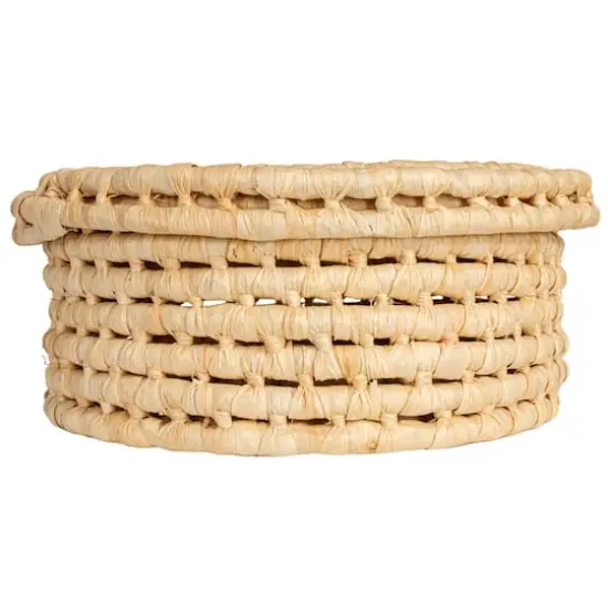 Household Essentials Natural Handwoven Corn Leaf Nestable Basket Set with Lids {5}
