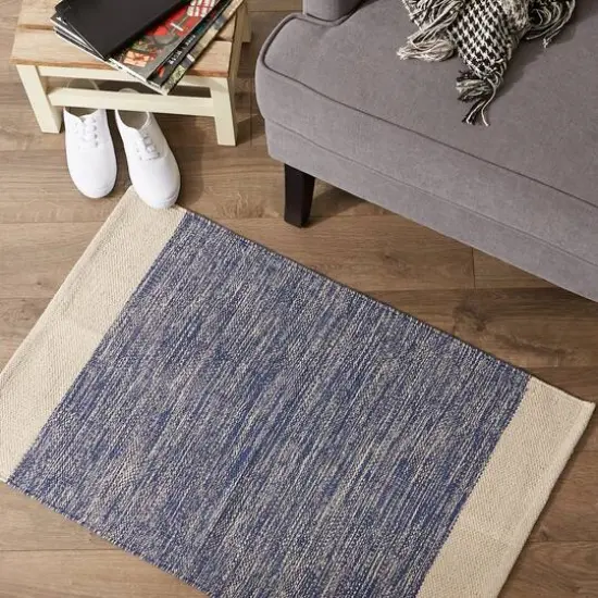 DII&reg; French Blue Variegated Border Hand-Loomed Rug, 2ft. x 3ft. {6}