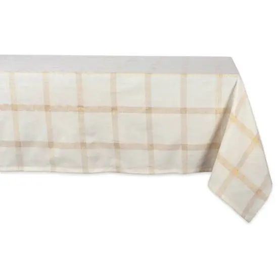 DII&reg; 120" Gold Lurex Plaid Tablecloth {1}