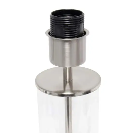 Simple Designs 17" Encased Metal & Clear Glass Table Lamp White/Brushed Nickel {8}