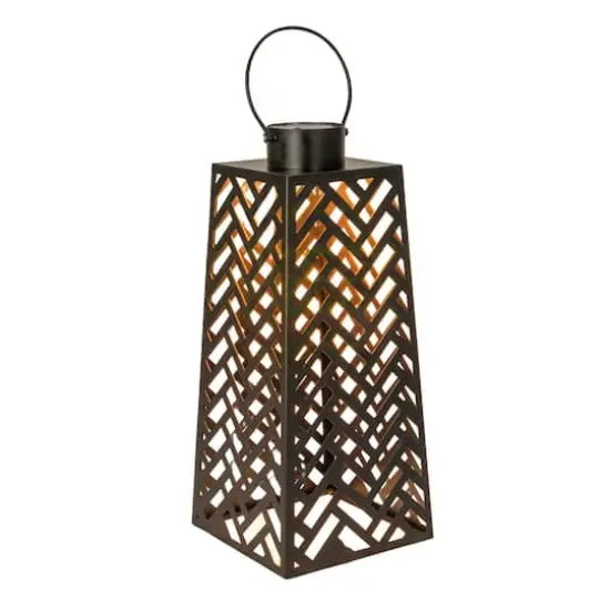 Hello Honey&reg; 24.75" Black Metal Rechargeable LED Indoor Lantern {3}