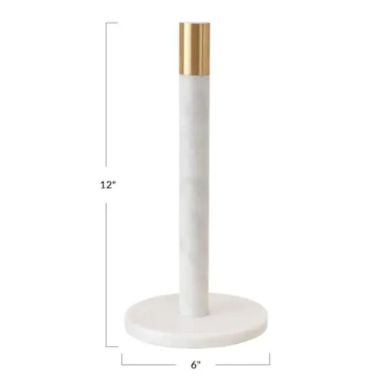 Hello Honey® 12" Modern Marble with Brass Detail Paper Towel Holder White {4}