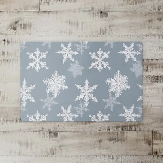 Blue Snowflake Pattern 27" x 18" Floor Mat {3}