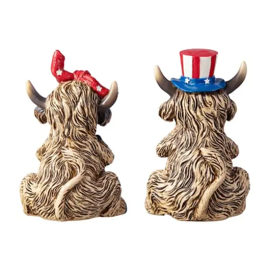Glitzhome&reg; Patriotic Americana Highland Cow Table D&eacute;cor {5}