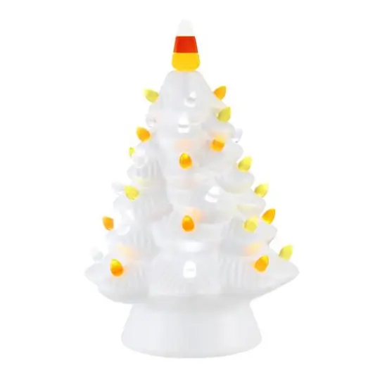 12" White LED Illuminated Halloween Tree {1}