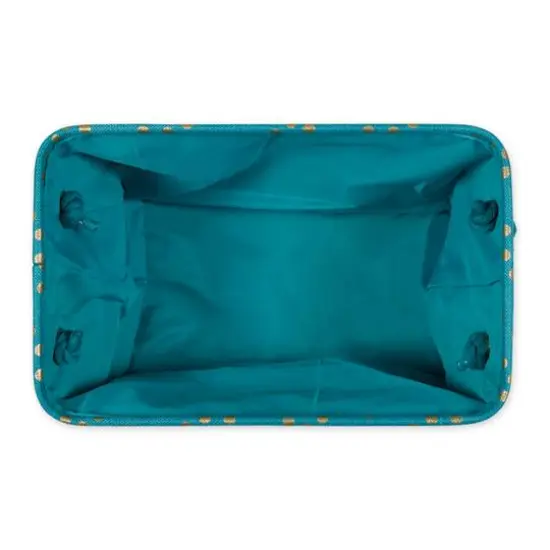 Medium Polyester Rectangle Bin With Gold Dots Teal {4}