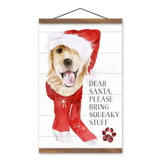 Please Bring Squeaky Stuff Teak Hanging Canvas {1}