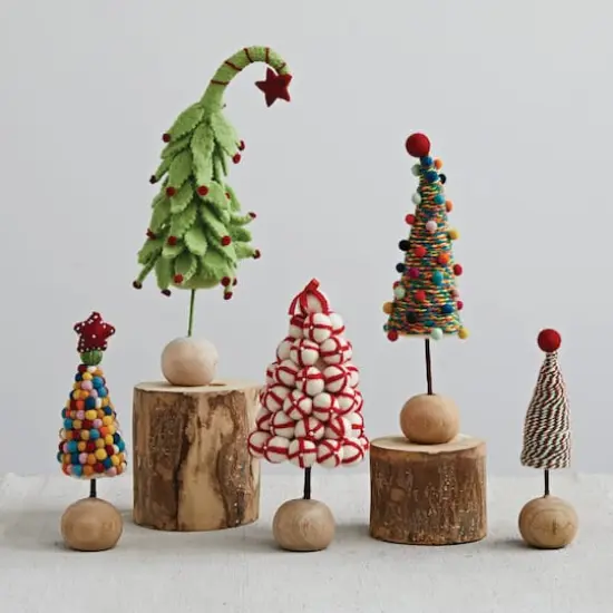 Hello Honey&reg; 10.5" Multicolor Wool Felt Tree with Pom Poms {3}