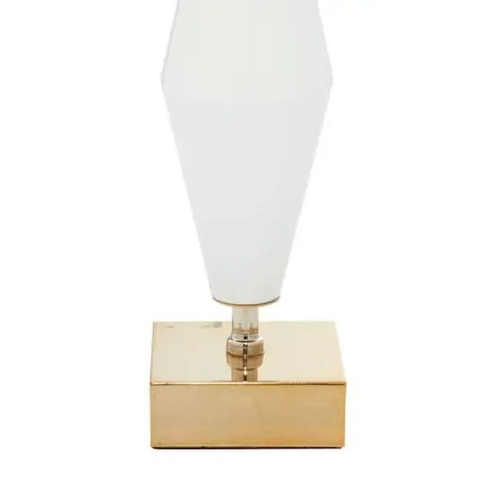 31" Gold Glass Transitional Table Lamp {9}
