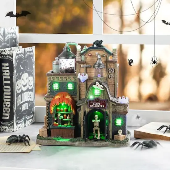 Glitzhome&reg; 11"H Lighted Resin Halloween Haunted House Village {3}
