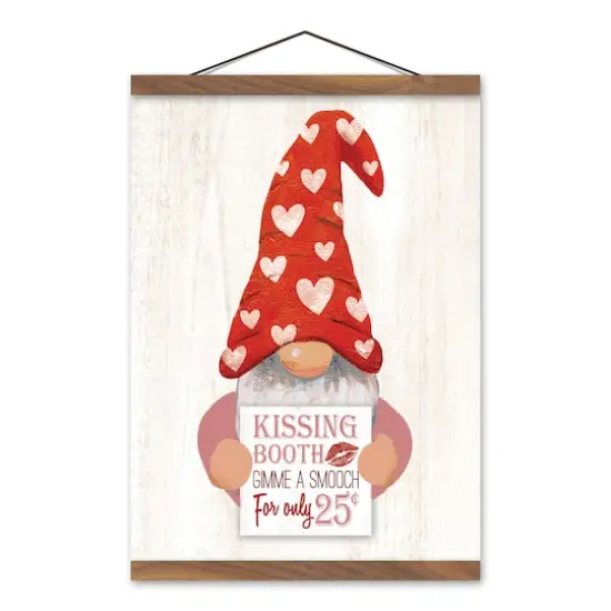 Kissing Gnome 12" x 16" Teak Hanging Canvas {1}