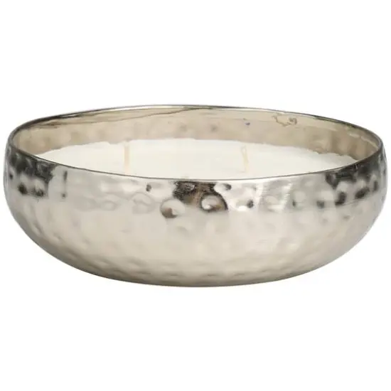 20oz. White Sage Scented White 3 Wick Candle in Hammered Silver Bowl {6}