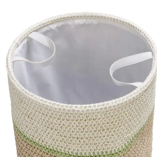 Honey Can Do Green & Beige Small Nesting Paper Straw Baskets with Handles Set {7}