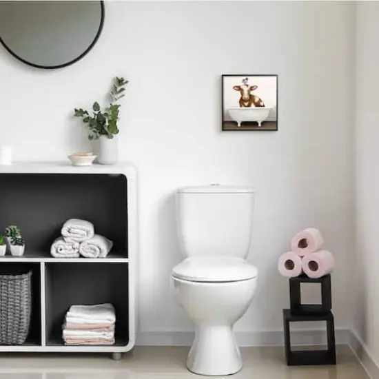 Stupell Industries Cow in Bathtub with Perched Bird Animals,12" x 12" {3}