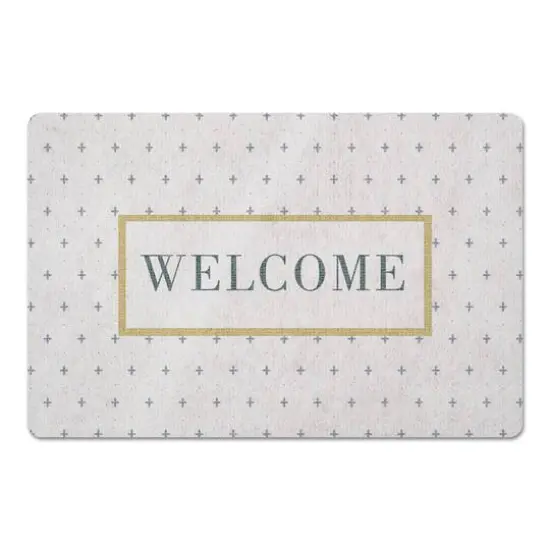 Welcome Plus Floor Mat Blue/White {1}