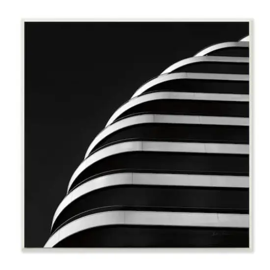 Stupell Industries Modern Architectural Organic Building Black White Photograph Wood Wall Plaque {1}